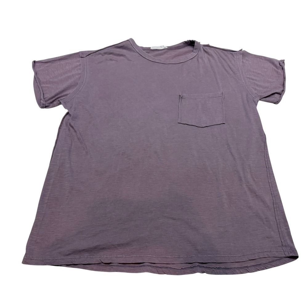 Talulah Womens Small Mauve Slub Knit Pocket Tee Relaxed Fit Shirt